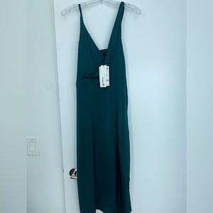Zara Green Silk Midi Dress, Size Small with tags